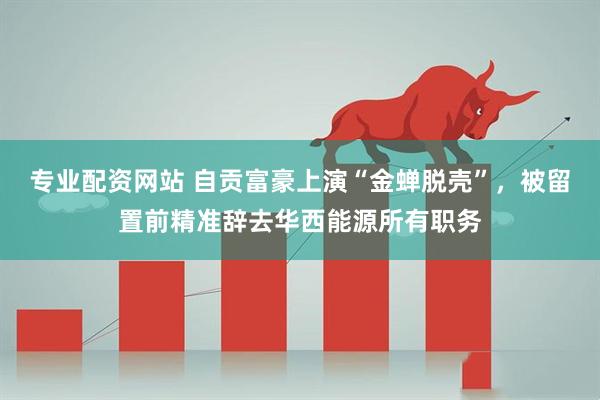 专业配资网站 自贡富豪上演“金蝉脱壳”，被留置前精准辞去华西能源所有职务