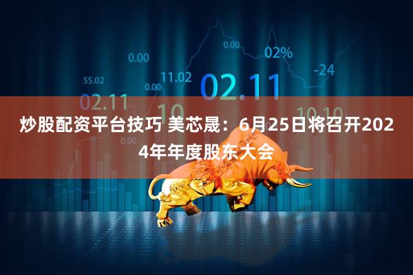 炒股配资平台技巧 美芯晟：6月25日将召开2024年年度股东大会